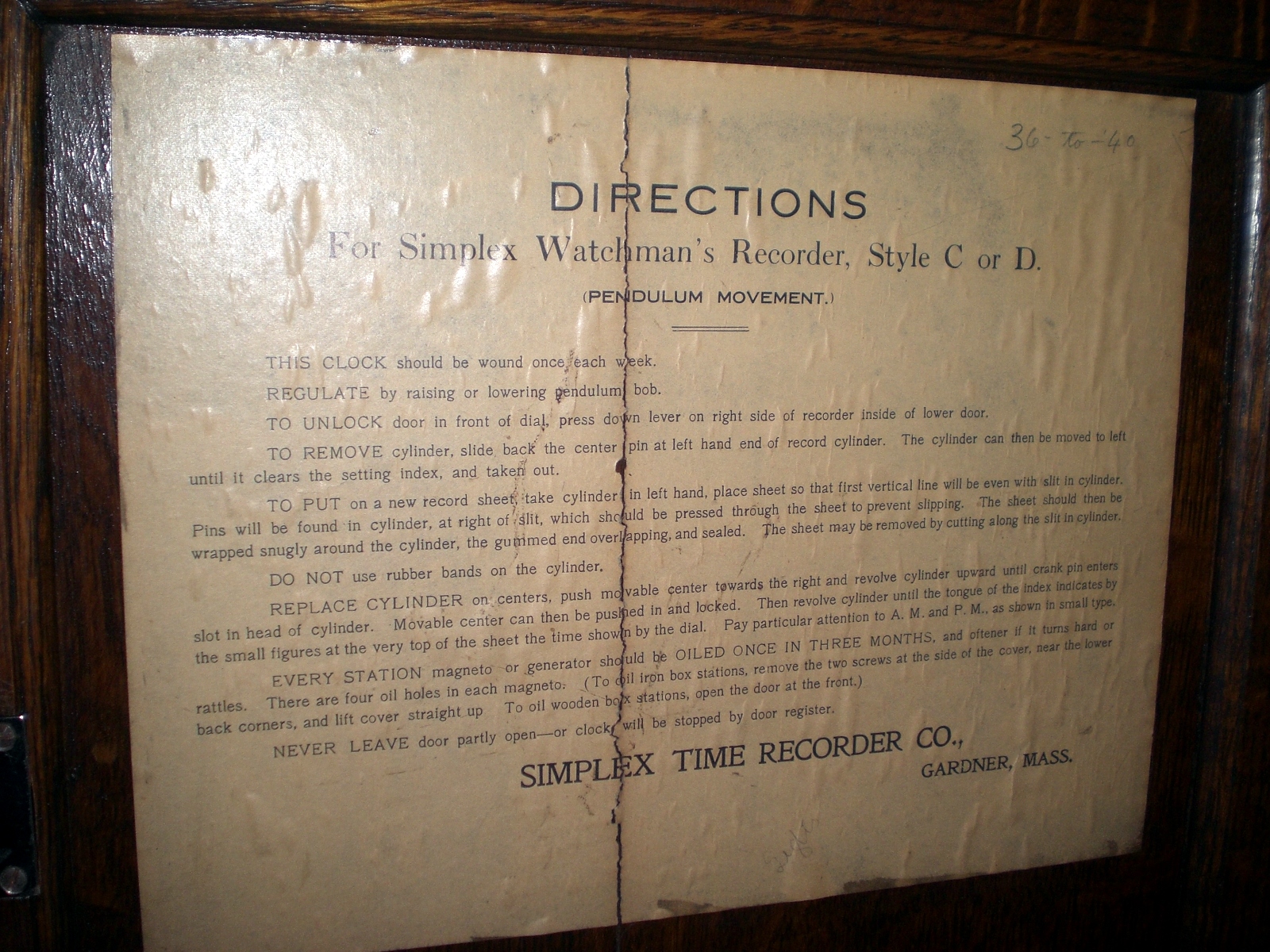 Simplex Watchman's Clock